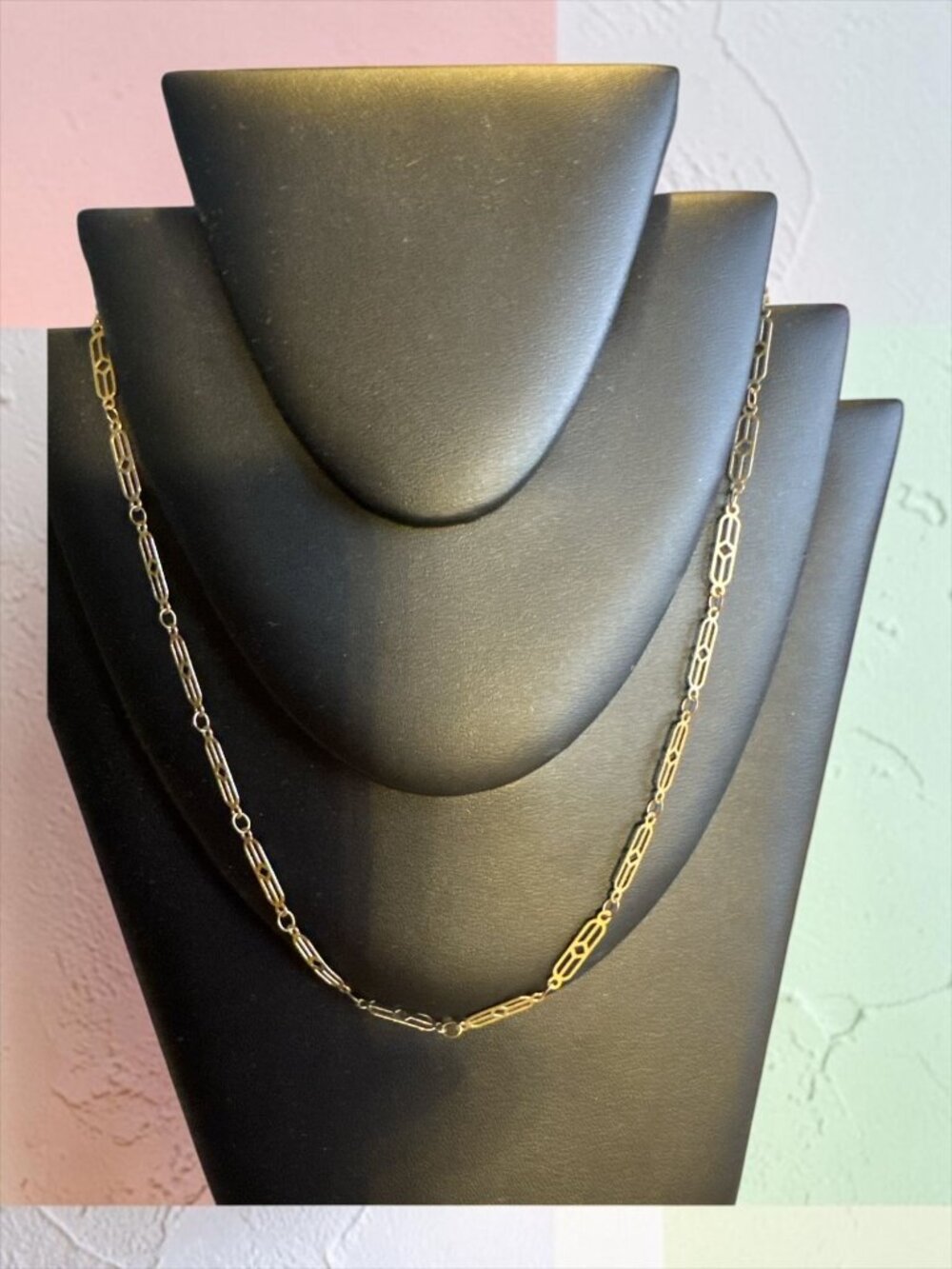 Vintage Two-Tone Link Necklace With Lobster Clasp Closure - 16-18 Inches Adjusta